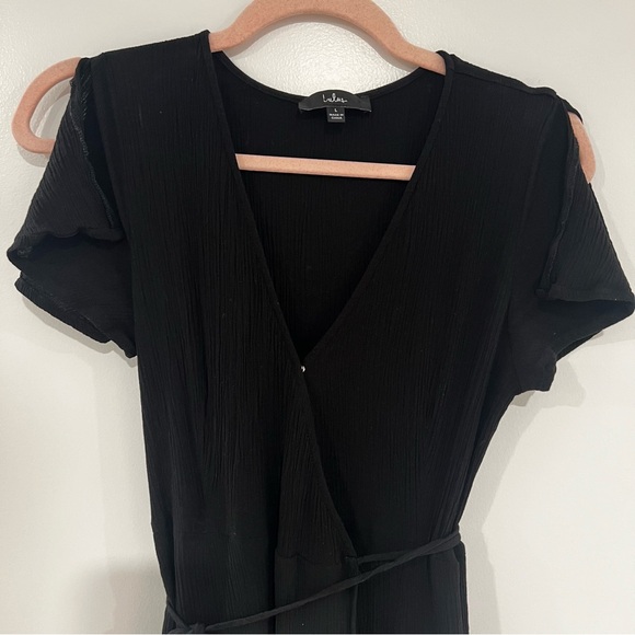 Lulus Heart of Marigold Black Wrap Maxi Dress Women’s Sz L - Picture 5 of 11